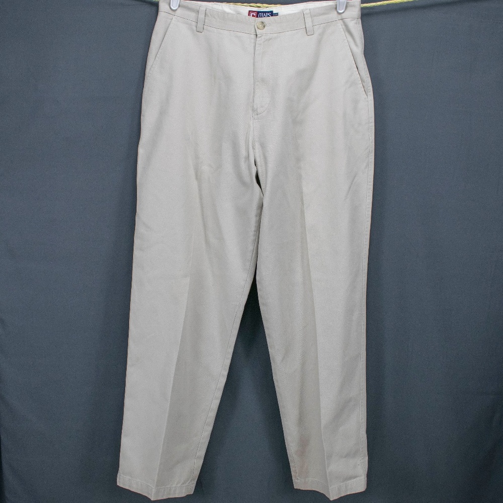 Chaps Mens Chino Khaki Pants Sz 36 X 32 Flat Front
